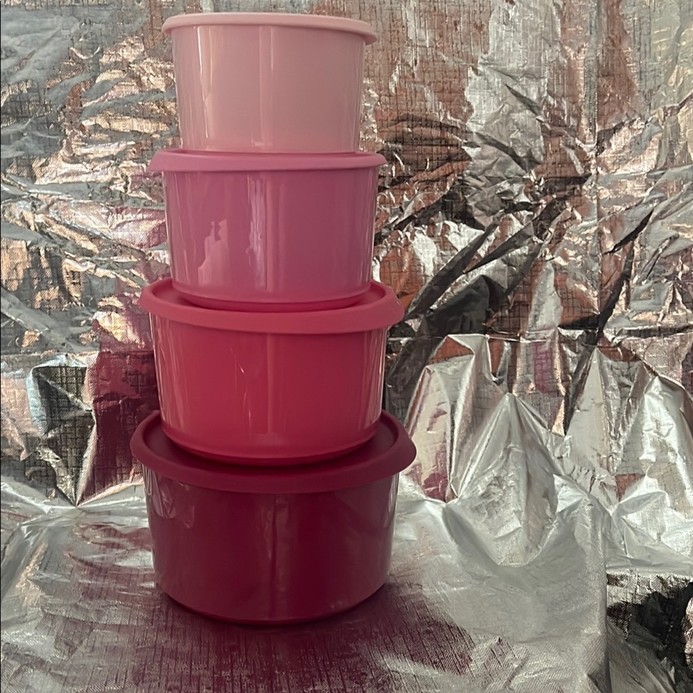 Set of Pink Stackable Containers